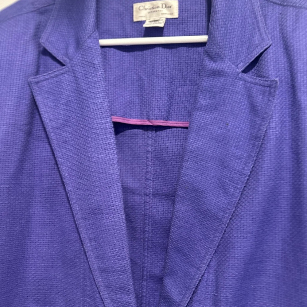 VTG 80s Christian Dior women's Sz:10 purple cotton woven Lightweight blazer - Picture 8 of 11